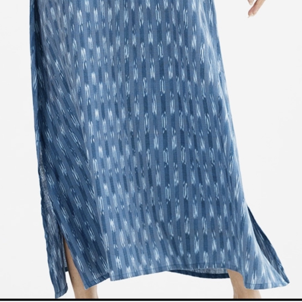 NEW! Savya Handmade Neela Ikat Handloom Dress Blue Steel 100% Cotton SZ S/M L/XL - Picture 8 of 8